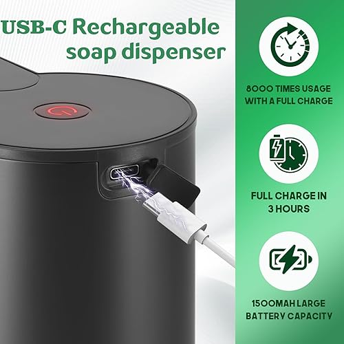 Miniatura 4 de Dispensador automático de jabón de manos sin contacto dispensador de jabón espumoso de acero inoxidable - Dispensador de jabón eléctrico de tacto