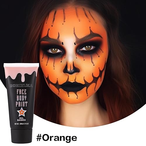Miniatura 7 de BOBISUKA Pintura facial roja, kit de pintura corporal en crema mezclable, negro ojo para deportes, pintura facial para payaso Joker Demon Devil