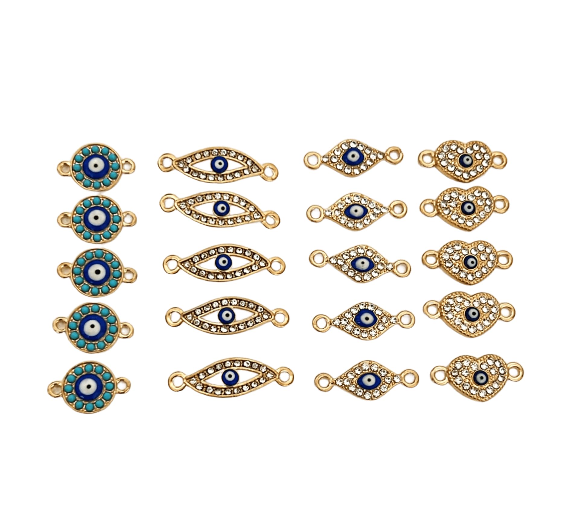 Multicolour Polymer Beads and Charms - Elegant Evil Eye and Different Design for Creative DIY Jewelry Making - Craft Supplies for Bracelets and Necklaces (Set of 4 Designs)