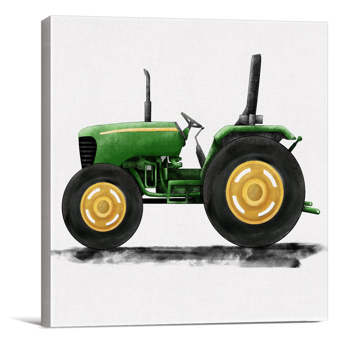 Tractor Artwork Sign Wall Art Prints Watercolor Farm Truck Canvas Painting Green Farm Vehicles Print Home Boys Bedroom Playroom Decor 8" x 8"