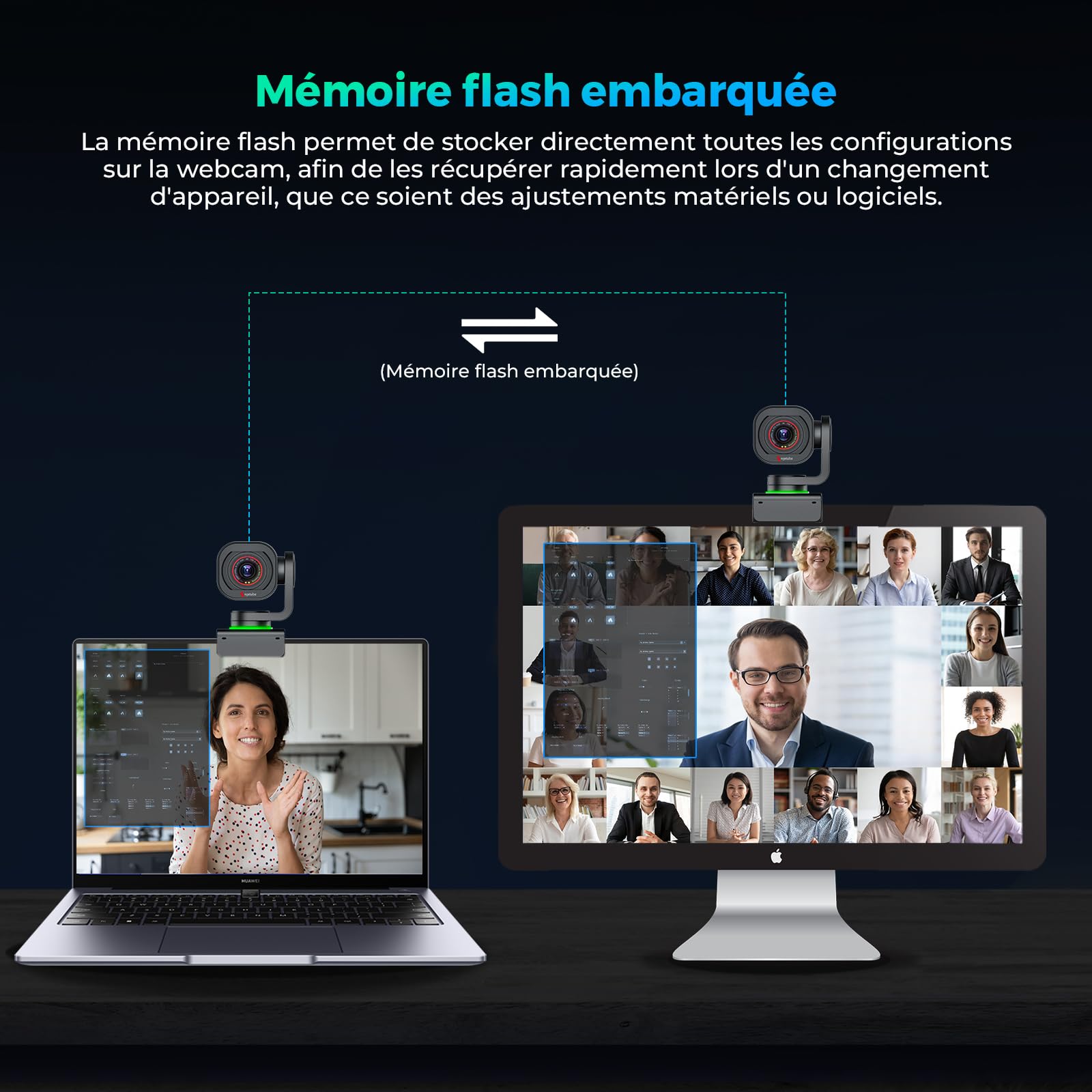 Angetube Webcam 4K avec contrôle par Geste et Suivi AI – caméra Streaming USB 3.0 avec Double Microphones et réduction du Bruit, autofocus TOF, 1080P 60FPS, HDR, pour PC, Ordinateur Portable et Mac