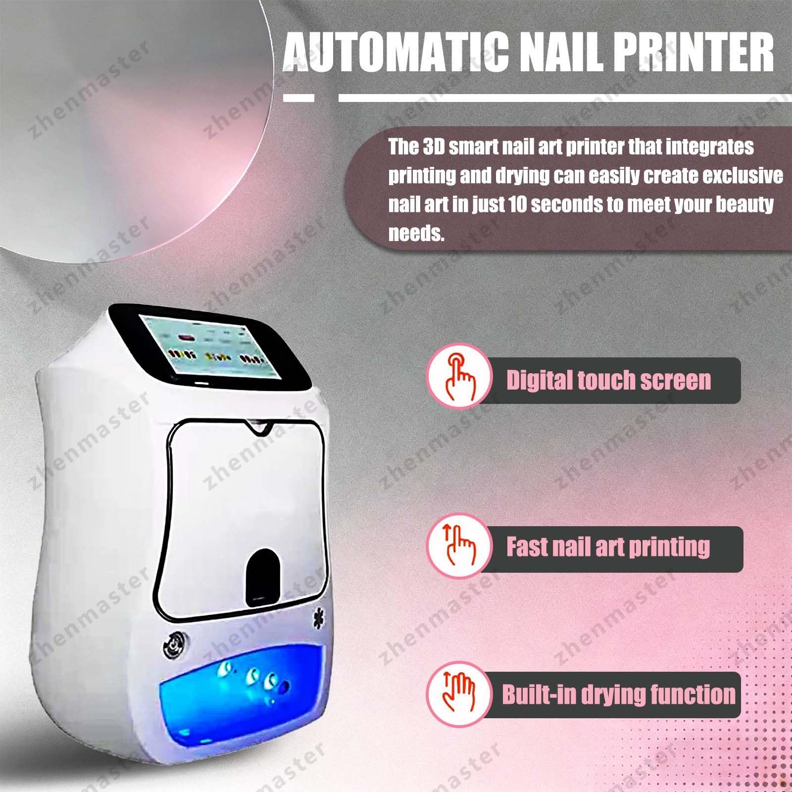 Stampante Nail Art Digitale Automatica Con 2400DPI E Display Touch 5", Stampante Unghie 3D Professionale Con App Wireless E Lampada U-V LED, Ideale Per Casa, Eventi, Studi E Saloni(Machine)