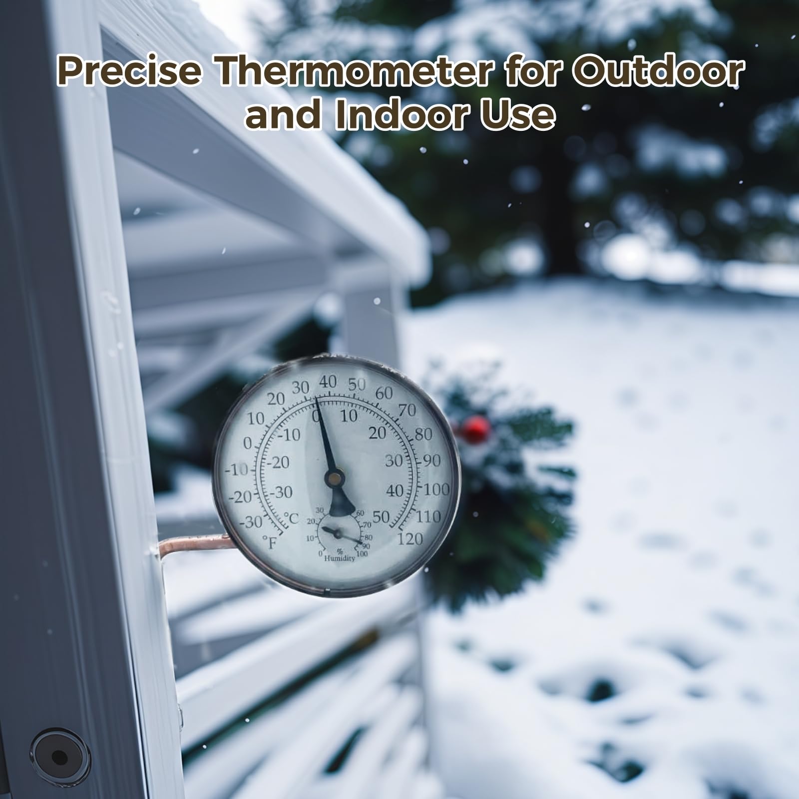 Außenthermometer für Terrasse und Garten, Kupferthermometer mit Hygrometer, 4 Zoll Durchmesser, batteriefrei und wetterfest, präzise Temperaturanzeige, zur einfachen Wandmontage