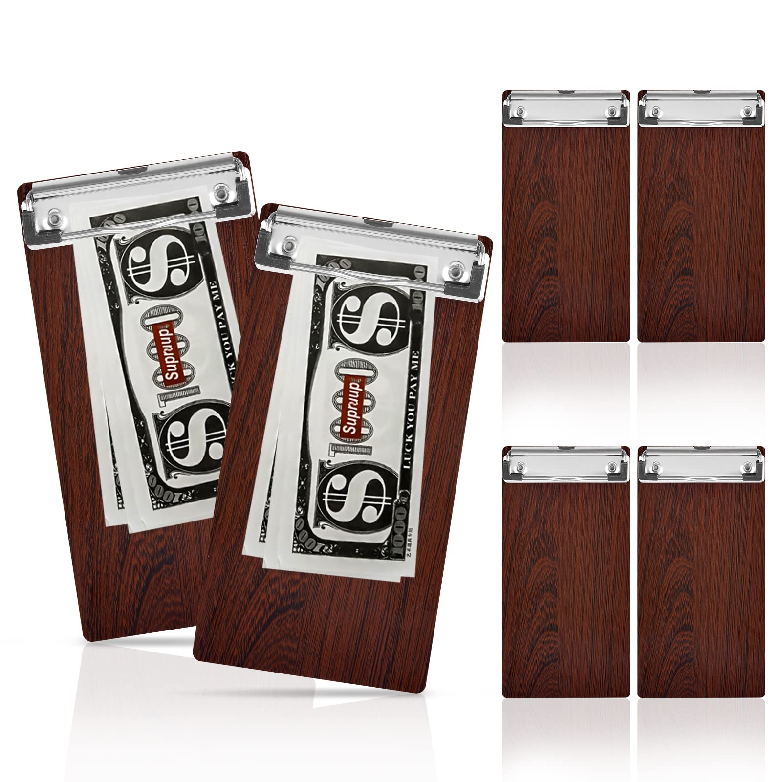 6 Pcs Wooden Check Presenters Mini Clipboards 4x8 Wood Menu Presenters for Restaurants Menu Board for Restaurant Menu Holder with Clip for Waitress Guest Server Books Contemporary Restaurants