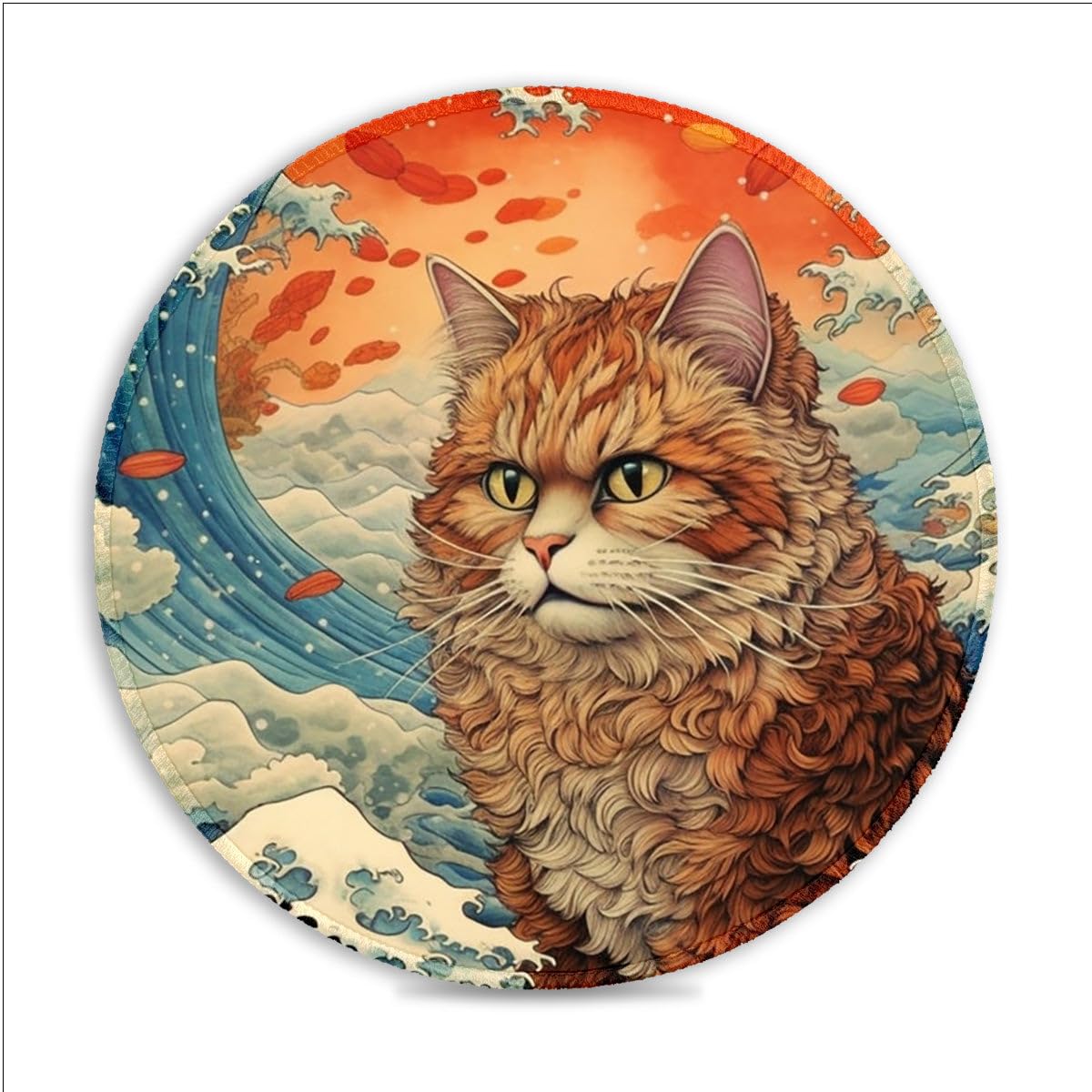 Alfombrilla de ratón para juegos, diseño de gato, 30 x 30 cm, redonda, de tela, con costuras antideshilachado y base de goma para control de precisión para diseñadores