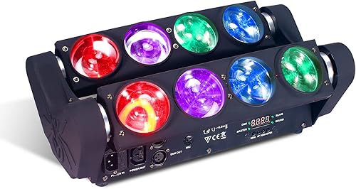 Miniatura 1 de Luz de cabeza móvil de araña de 8 x 15 W LED RGBW 4 en 1, luz de escenario portátil, haz de fiesta estroboscópica, iluminación de DJ DMX 512 y