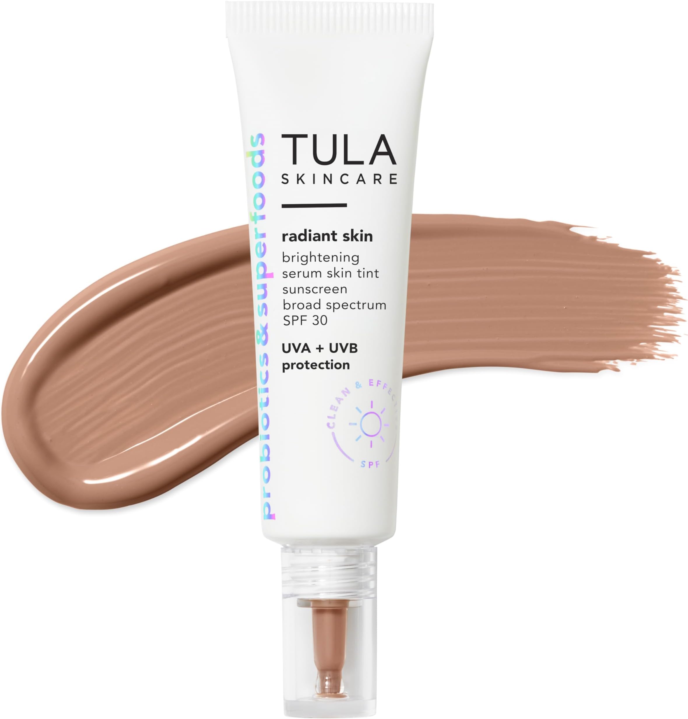 TULA Skin Care Radiant Skin Brightening Serum Skin Tint SPF | Facial Sunscreen Provides Broad Spectrum SPF 30 Protection, Tinted, Serum-Light Formula Brightens and Evens Skin | 1.0 fl. oz.