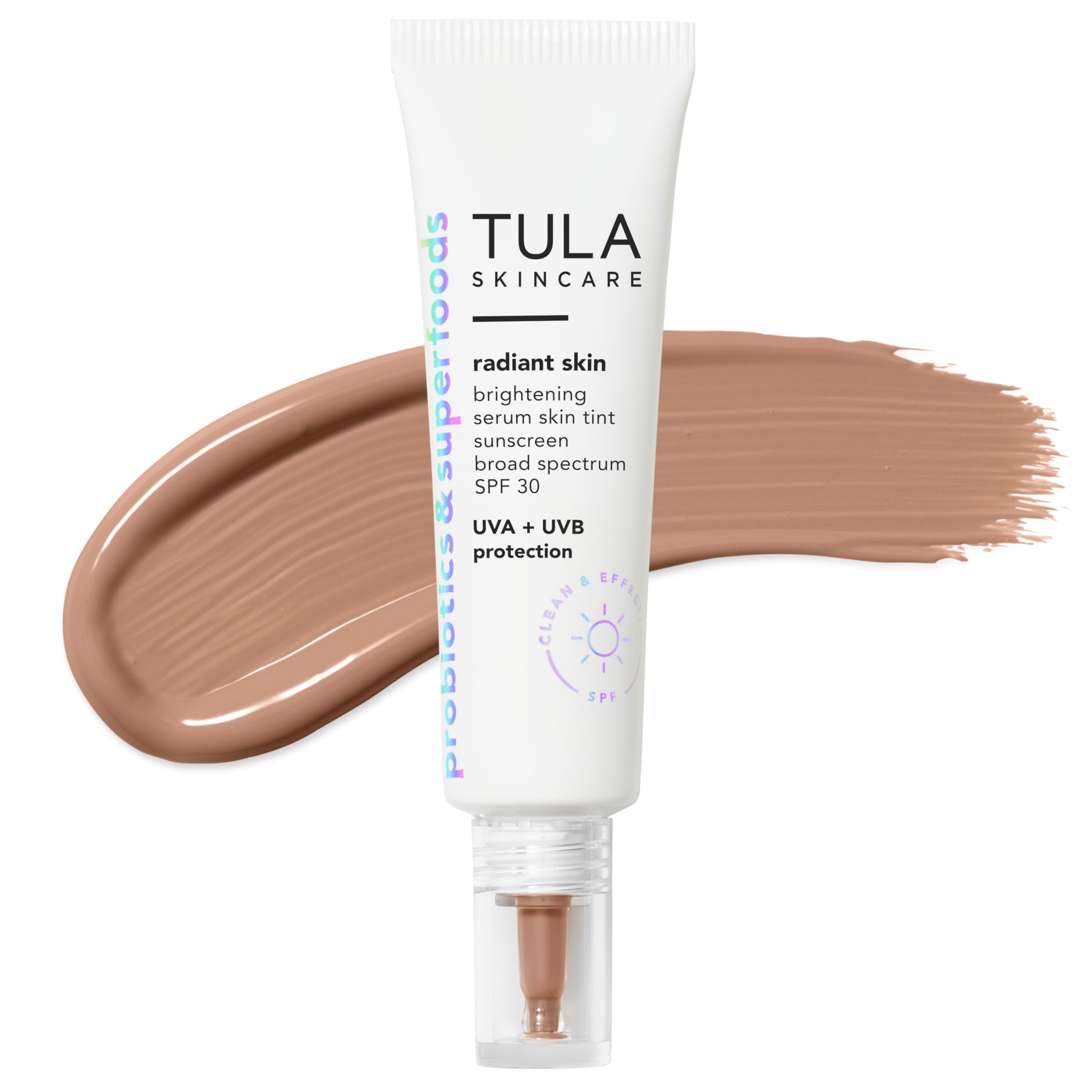 TULA Skin Care Radiant Skin Brightening Serum Skin Tint SPF | Facial Sunscreen Provides Broad Spectrum SPF 30 Protection, Tinted, Serum-Light Formula Brightens and Evens Skin | 1.0 fl. oz.