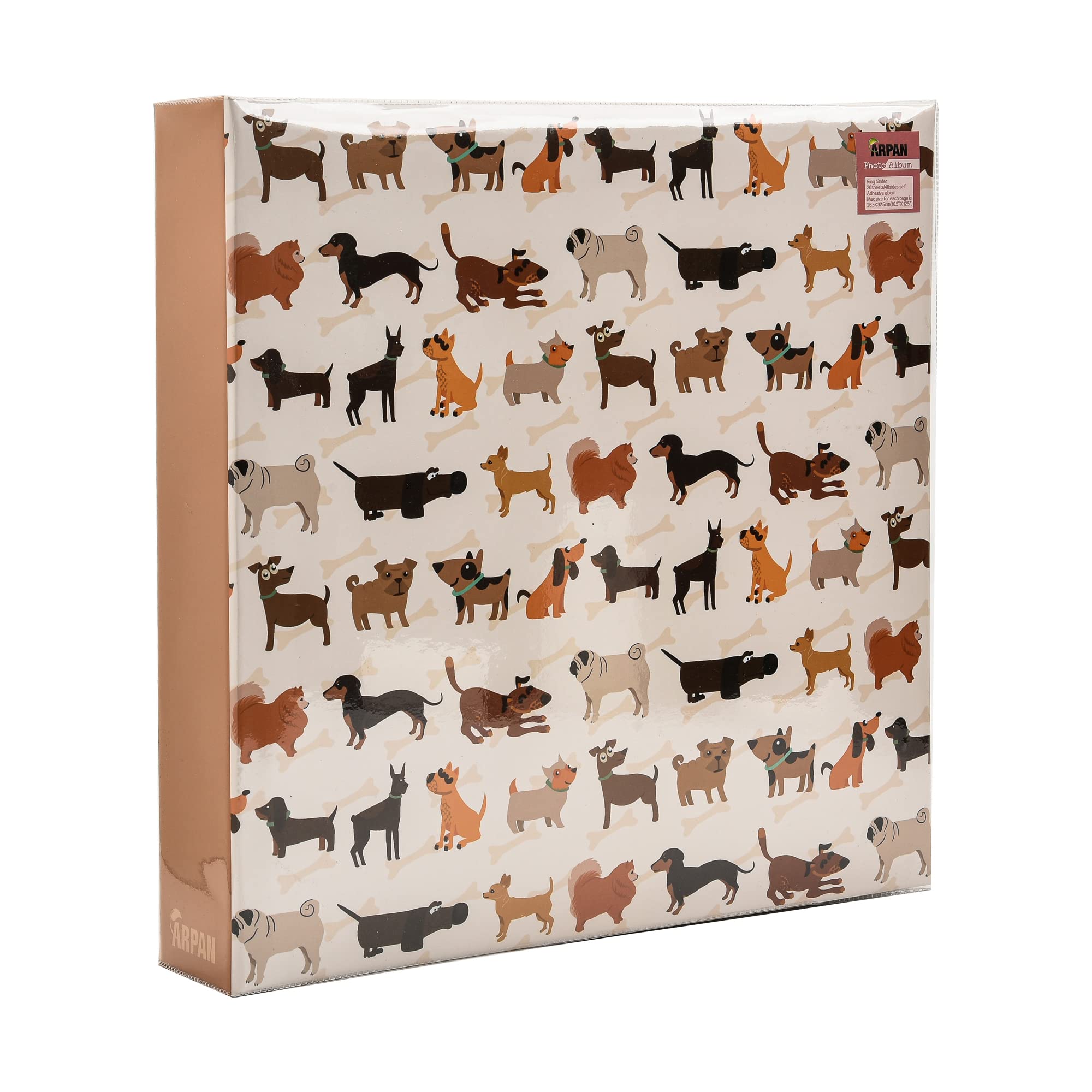 Arpan Cute Dog Extra-Large 3-Ring Binder Self Adhesive Photo Album 20/Sheets 40/Sides (Cute Dog)