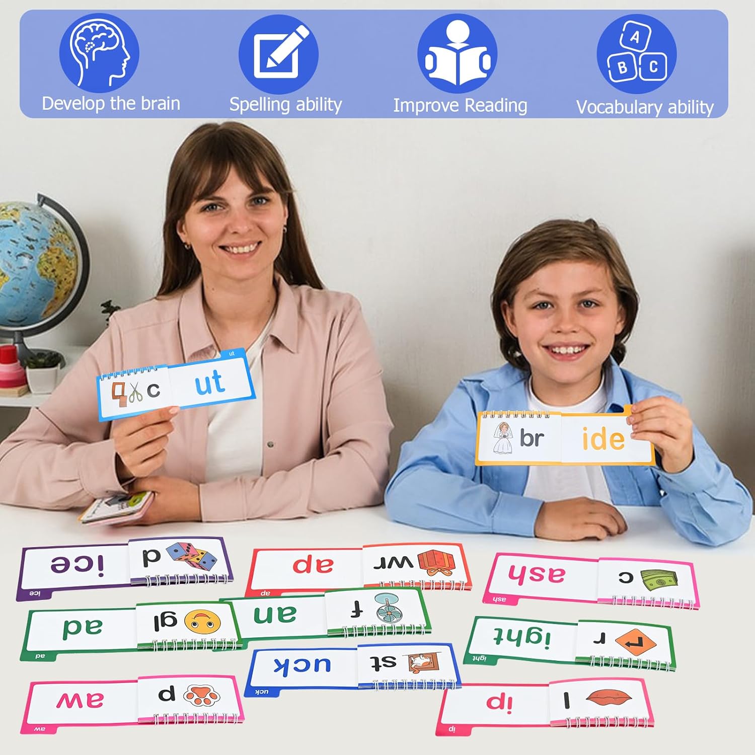 30 Read and Rhyme Flip Books for Kids, Word Family Phonics Flash Cards for Toddlers, Kindergarten & Homeschool Preschool Learning Activities, Sight Words Games for Ages 3+