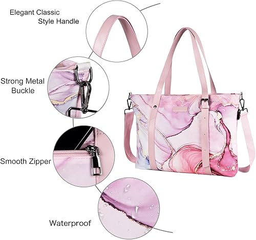 Miniatura 5 de MOSISO Bolsa de mano para portátil con puerto USB (17-17.3 pulgadas) con asa superior ajustable, bolsa para computadora portátil para mujer,