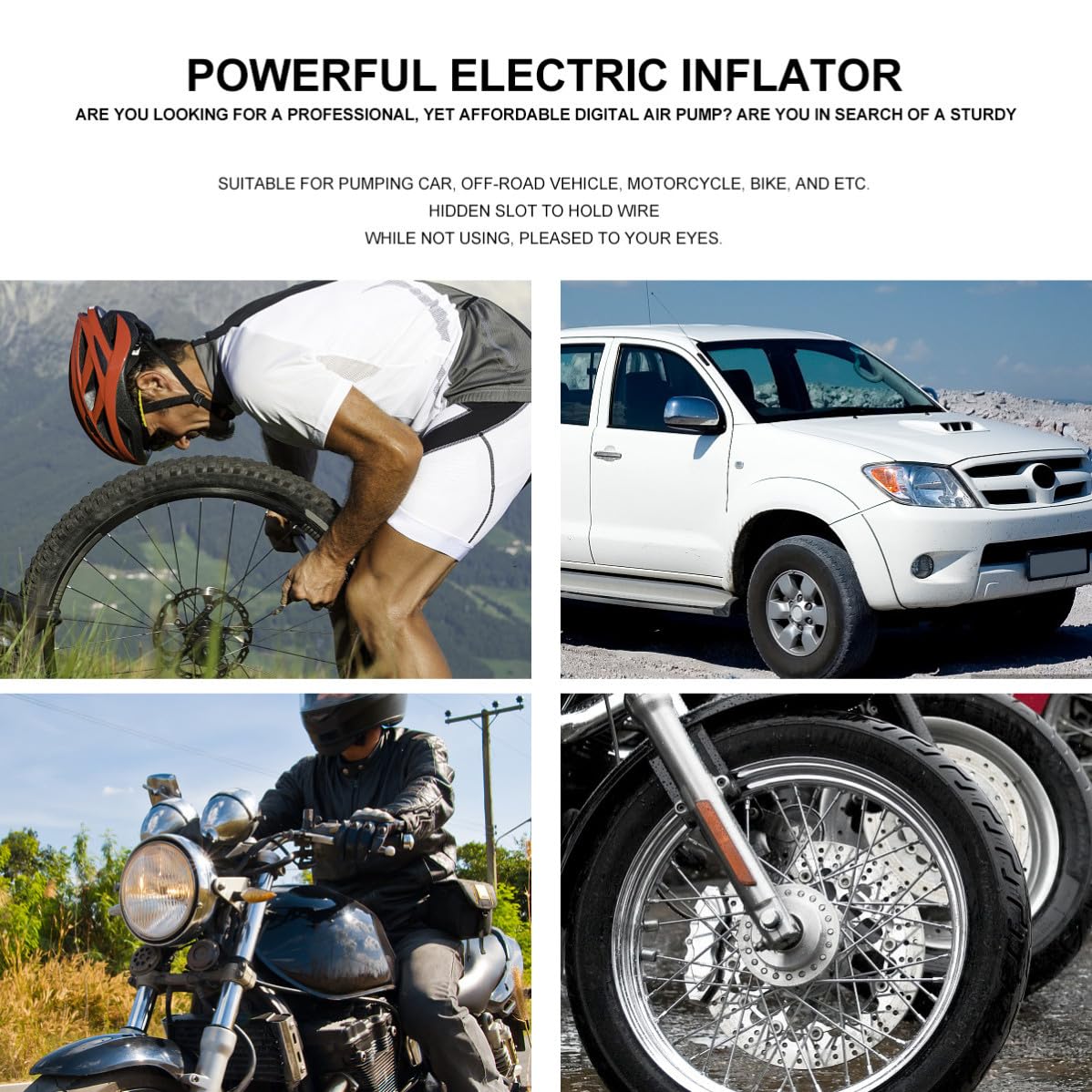Gonfleur de Pneus Portable Numérique 2000mah pour Moto et Voiture