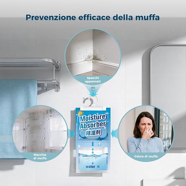 AROEVE Deumidificatore, 10 Confezioni x 150g Assorbitore di Umidità a Sospensione, Capacità 500 ml, Sacchetti Deumidificanti Antigoccia, Elimina gli Odori per Armadi, Credenze, Camere da Letto, Bagni - 3