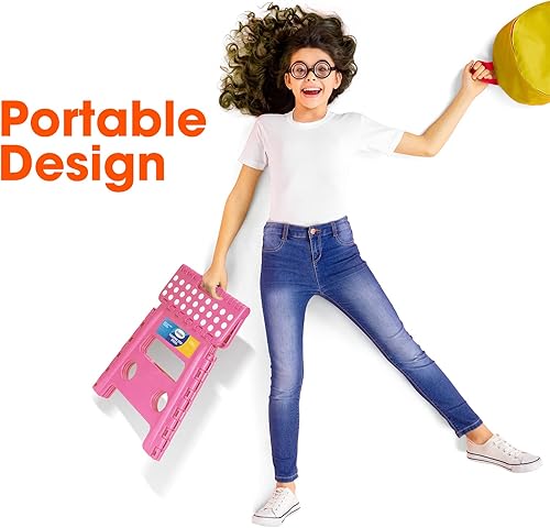 Miniatura 122 de Korpai Taburete plegable mejorado de 9 pulgadas para adultos y niños con capacidad para hasta 300 libras, taburetes plegables antideslizantes con