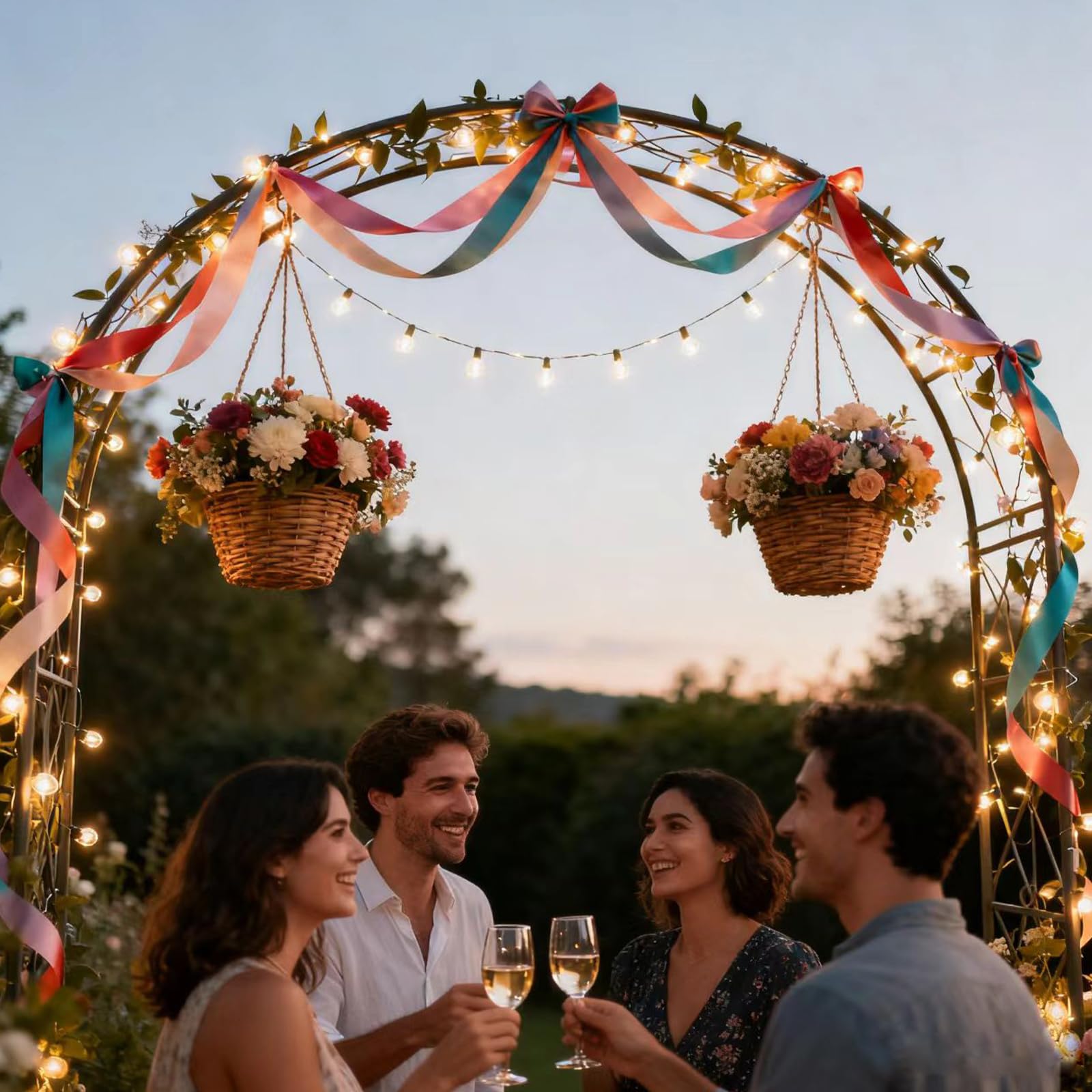 Arco de Rosa,260x230cm Arco Metálico de Jardín,Estructura Resistente a la Intemperie,Ideal para Jardín,Boda y Decoración Exterior(L260xW40xH230cm) Bronce-B