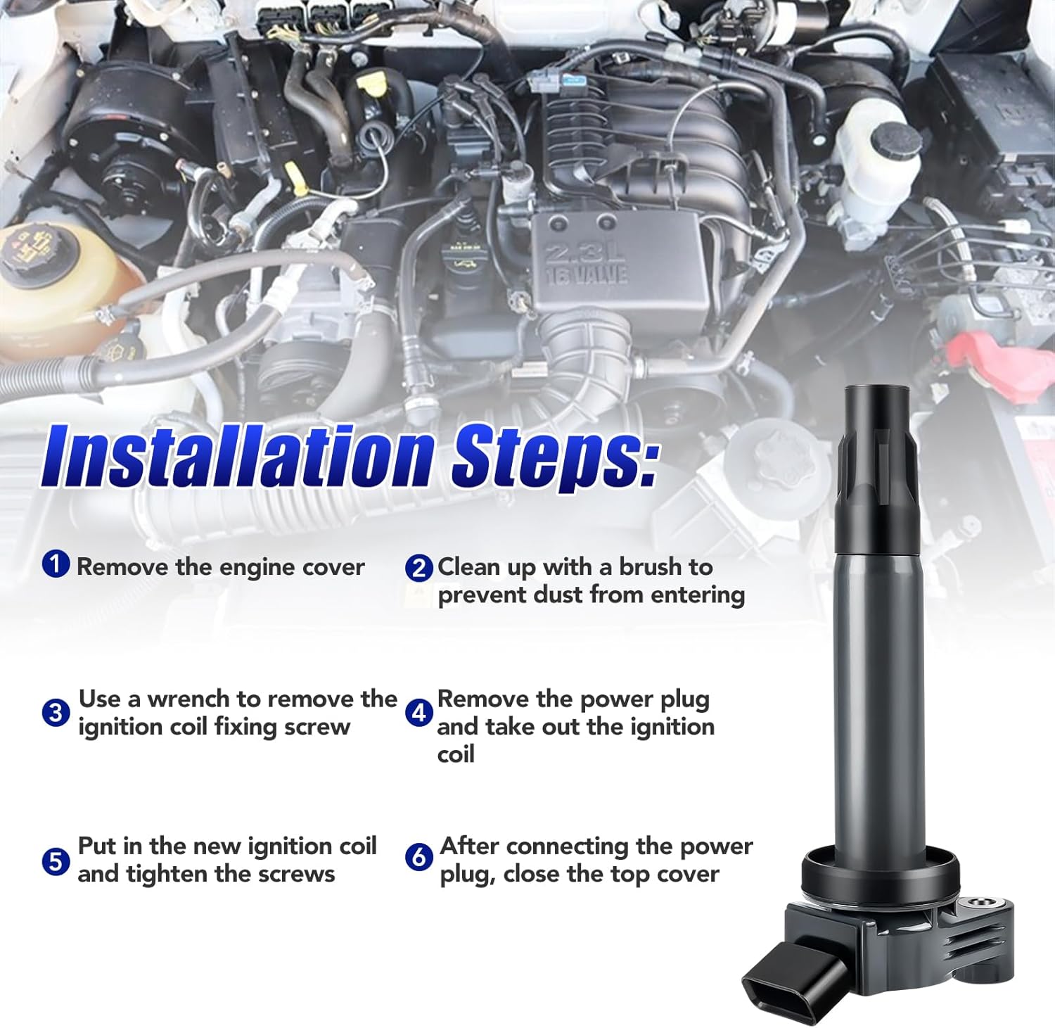 Set of 6 Ignition Coil Pack and Spark Plugs Fits for Toyota Sienna Highlander Solara Lexus ES330 RX330 ES 330 RX 330 2004 2005 2006 2007 3.3 V6 Coils and Plugs Replaces UF430 UF506