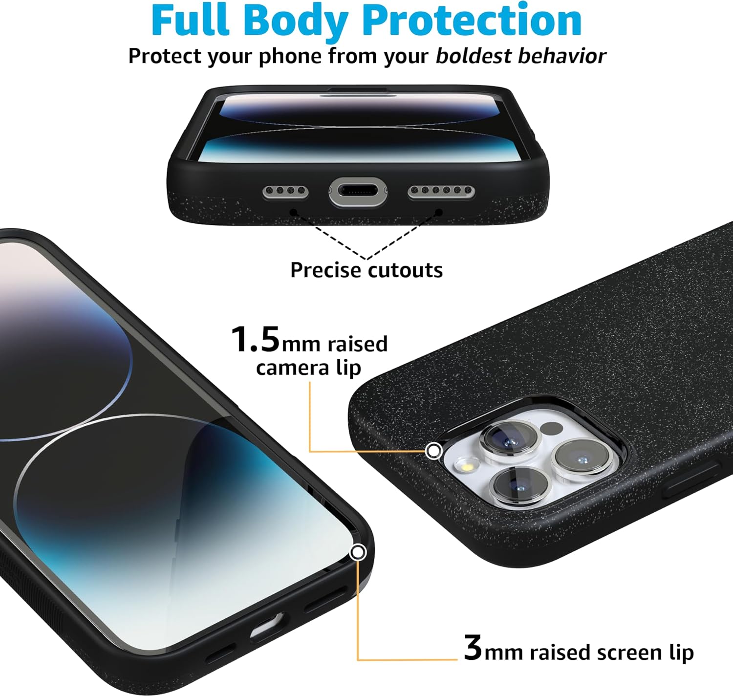 Casely iPhone 16 Pro Max Case | Midnight Onyx | Black Shimmer | Bold Protective Design | Compatible with MagSafe - Image 3