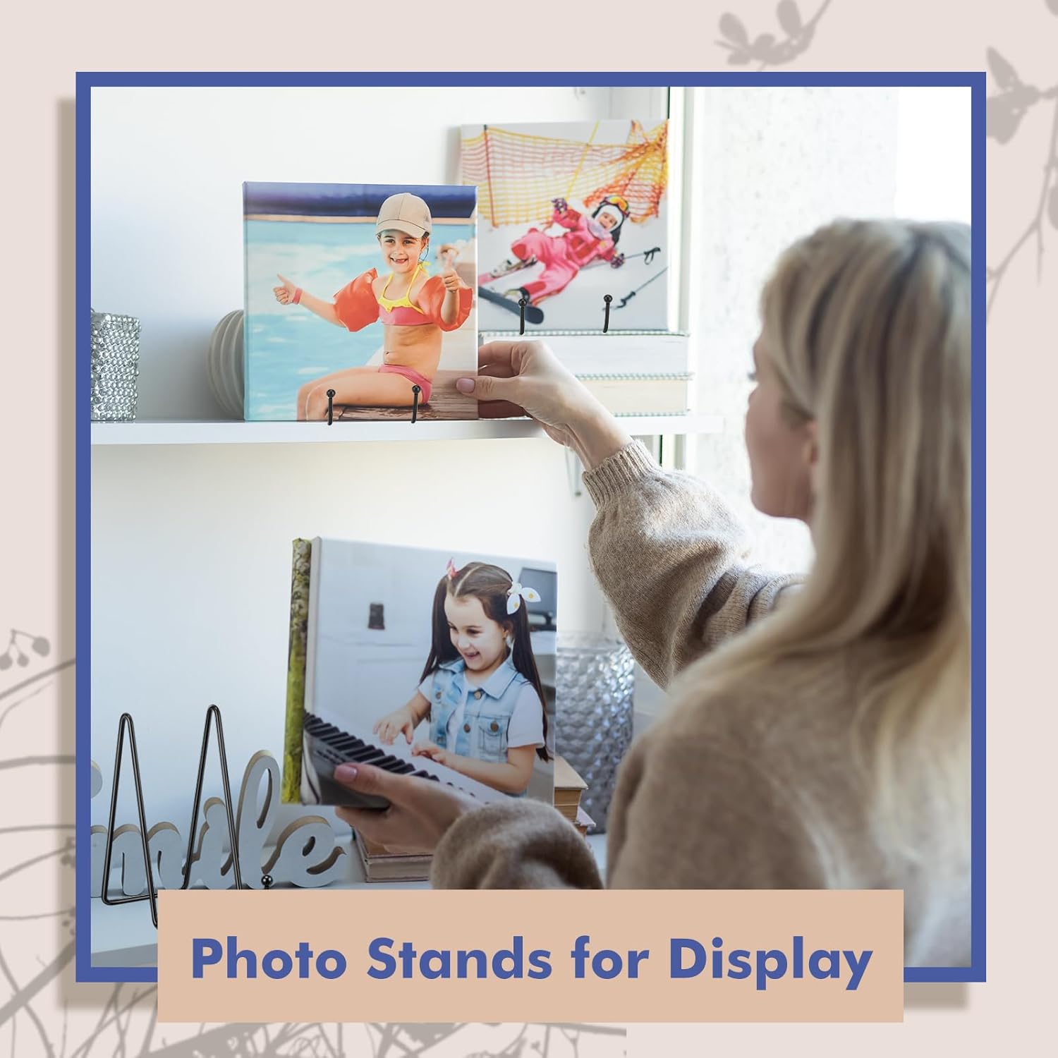 Hicarer 90 Pcs 6 Inch Plate Holder Display Stands, Plate Stands for Display Table Top Display Small Easel Black Metal Iron Wire Frame Holder Decorative Stand for Book Picture Platter and Photo