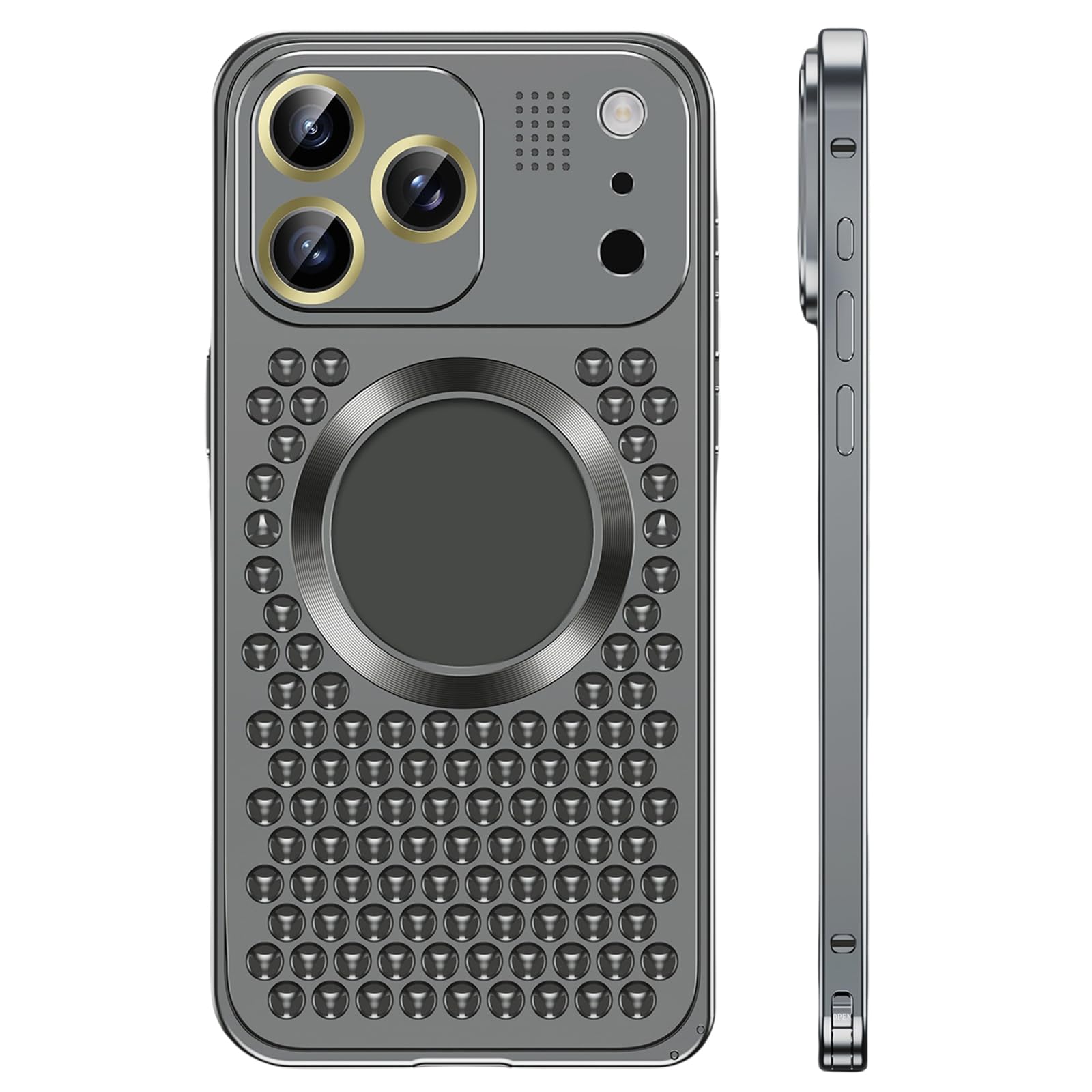 Etui na aromaterapię do iPhone'a 17, kompatybilne z MagSafe, wbudowany zapach oceanu, aluminium, metal, ultralekkie, puste, pełne pokrycie, ochrona aparatu, szare
