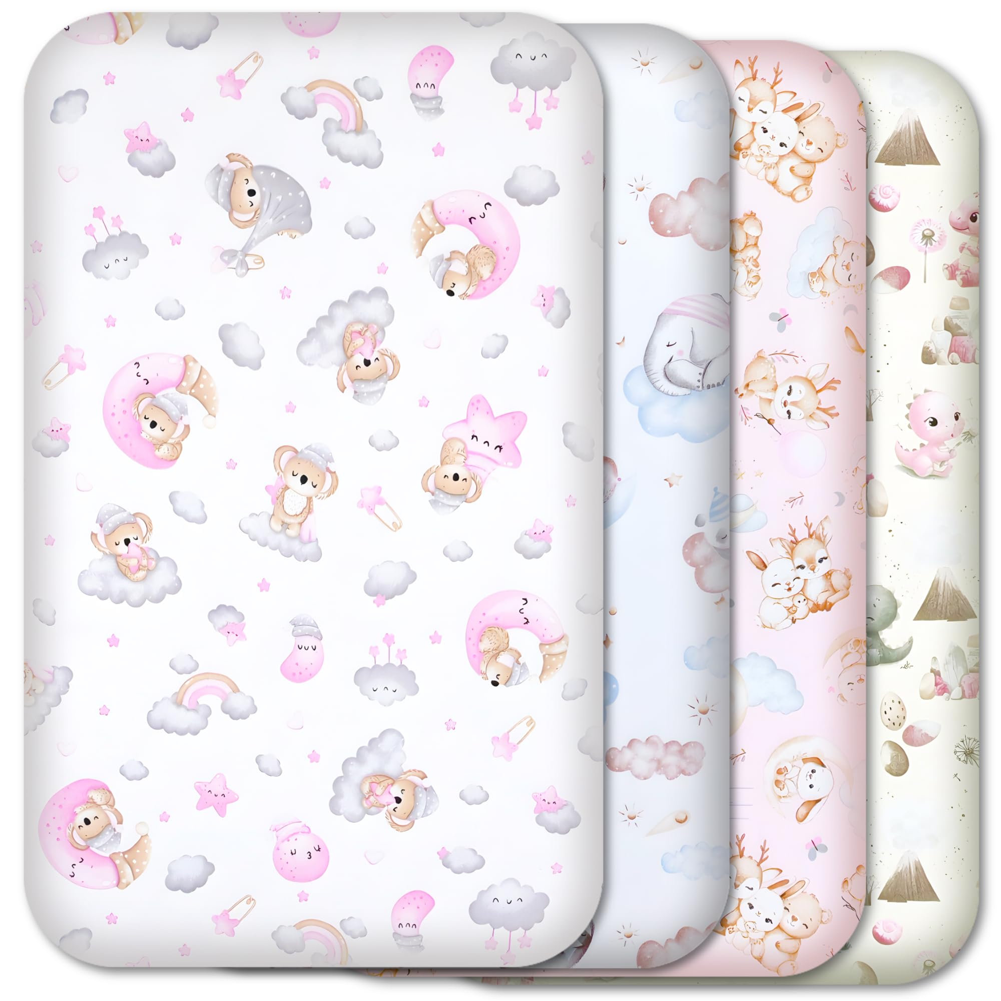 Next to Me Crib Sheets 83x50cm – 100% Cotton, Soft & Breathable Baby Bedding Set, 4-Pack Snug Fitted Baby Sheets for Bedside Cribs (83x50cm, SET 6-4pcs)