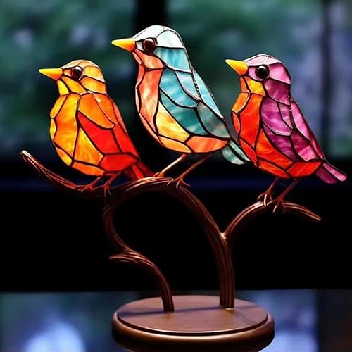 Miniatura 3 de Adornos de escritorio con diseño de pájaros en ramas, de doble cara, multicolor, acrílico, de doble cara, multicolor, para manualidades, estatua de