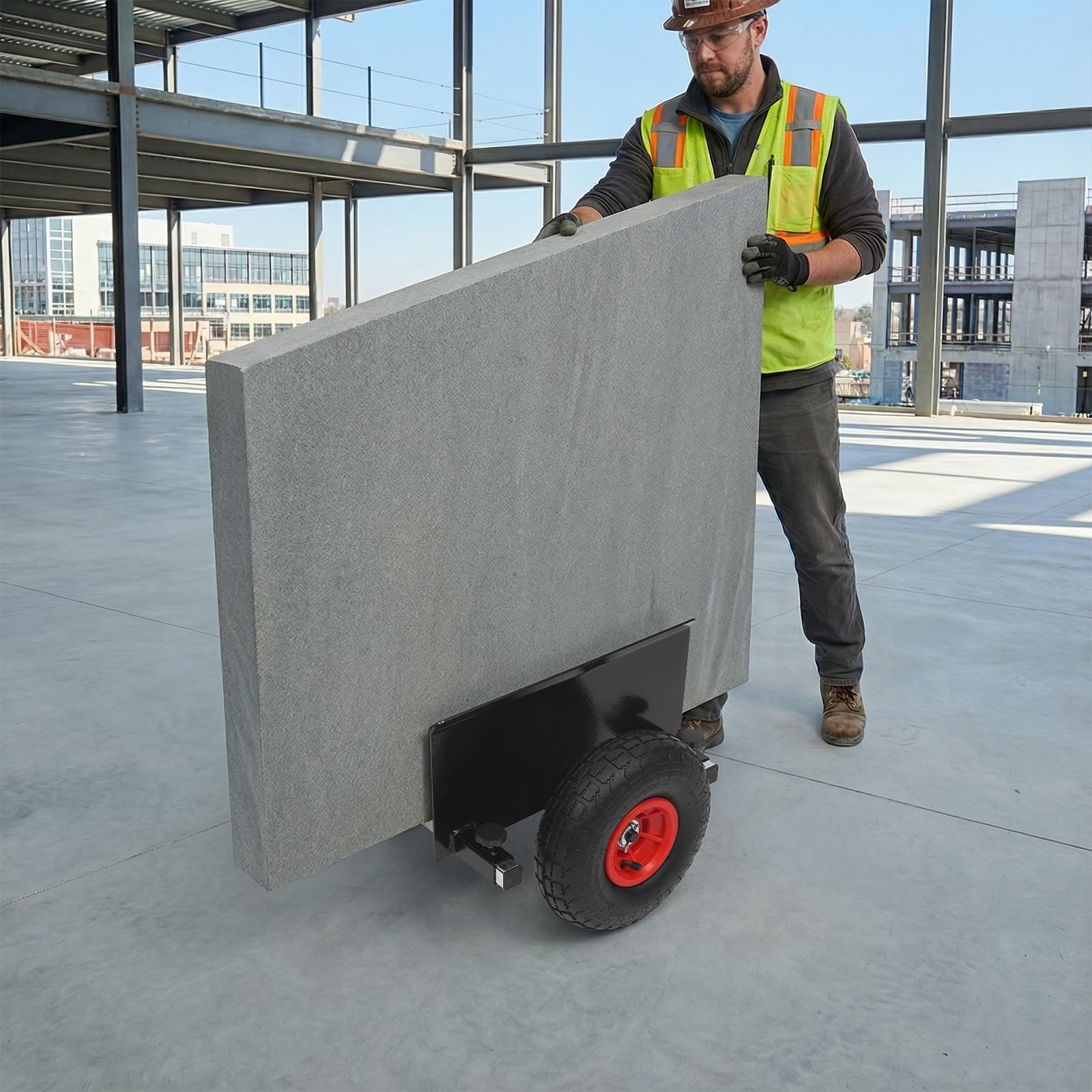 Carrello a pannello resistente, capacità 259,9 kg, con ruote pneumatiche da 25,4 cm, pannello per porta regolabile, carrello con ruote, carrello per cartongesso, materiale per lastre per tutti