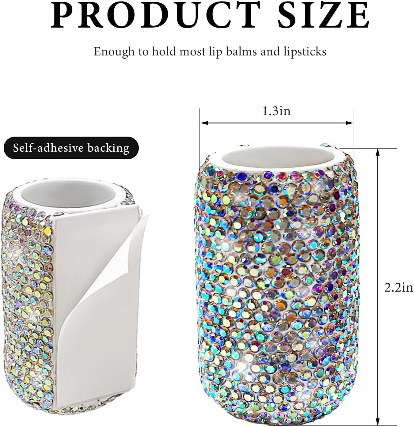 Upright Car Chapstick Holder, Sparkling Rhinestone Lip Balm Mount Vehicle Lipsticks Organizer, Bling Insulating Lip Balm Holder Auto Interior Accessories for Women Girls (AB) image 2