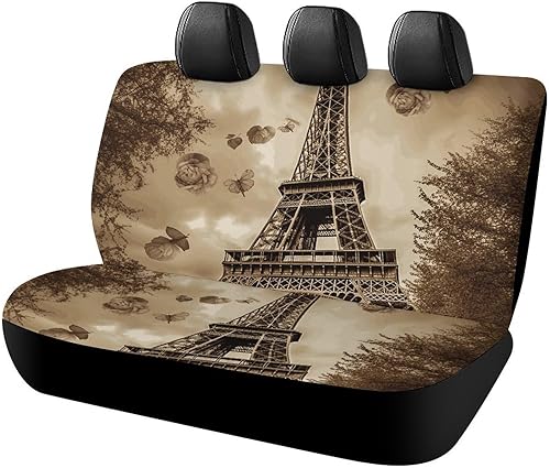 París - Funda de asiento de coche de Torre Eiffel, protector universal para asiento trasero, impermeable, para la mayoría de los automóviles, juego