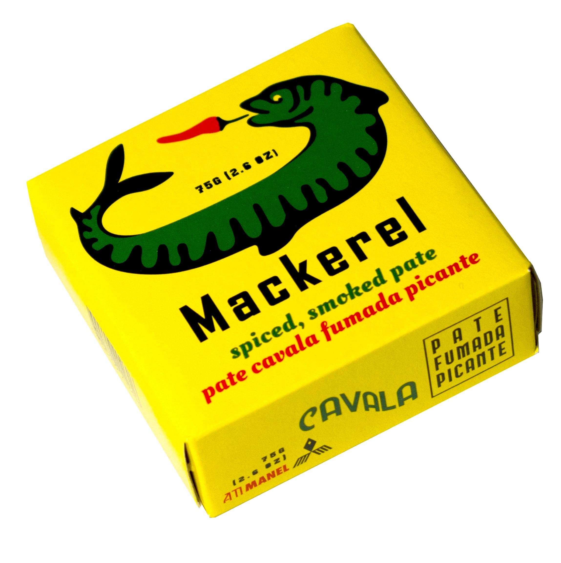 Ati Manel Portuguese Smoked Spiced Mackerel Pate | B Vitamins, Omega-3 | Tinned Seafood | 1 x 75g Cans