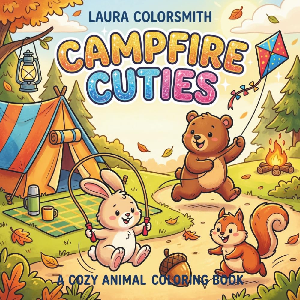 Campfire Cuties - A Cozy Animal Coloring Book: Bold & Easy Camping Coloring Pages with Cute Animals, Campfires, Forest Scenes and Outdoor Adventures for Relaxation and Stress Relief