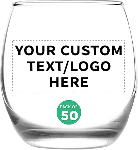 Copas de vino personalizadas Mikonos sin tallo, 11.5 onzas, juego de 50, paquete personalizado a granel, cristalería de restaurante, perfectas para