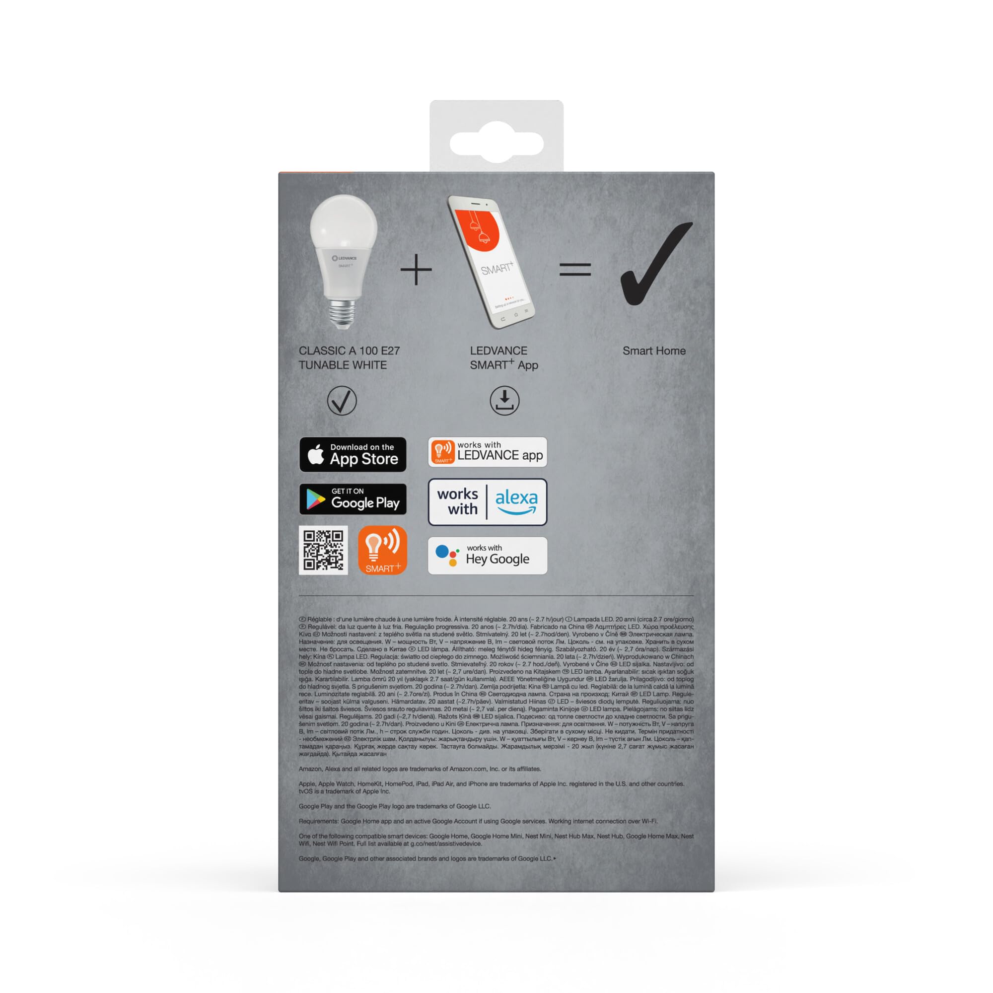 LEDVANCE Lampada LED intelligente con tecnologia WiFi, E27-base ottica opaca,Colore della luce modificabile (2700K-6500K), 1521 Lumen, sostituzione delle lampade 100W, 3-Confezione