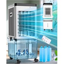 Portable Air Conditioners, 4.0 Gal Evaporative Cooling Fans that Blow Cold Air, 4in1 Portable AC Unit, Swamp Cooler w/Timer &amp; Remote, Air Cooler Fan with 3Speeds for Bedroom Indoor Room (pure white)