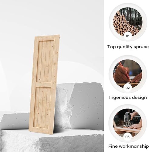 Miniatura 5 de EaseLife Puerta corredera de madera de granero de 24 x 84 pulgadas, puertas interiores, ensamblaje de bricolaje, losa con paneles de abeto natural