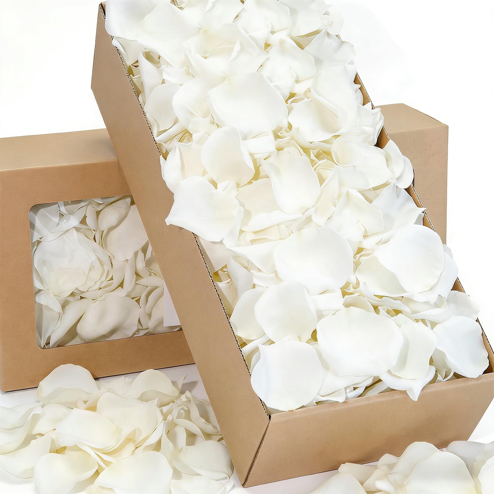 Pétales de rose blancs de mariage naturels et préservés pour déco de table, lot de 1000 pièces
