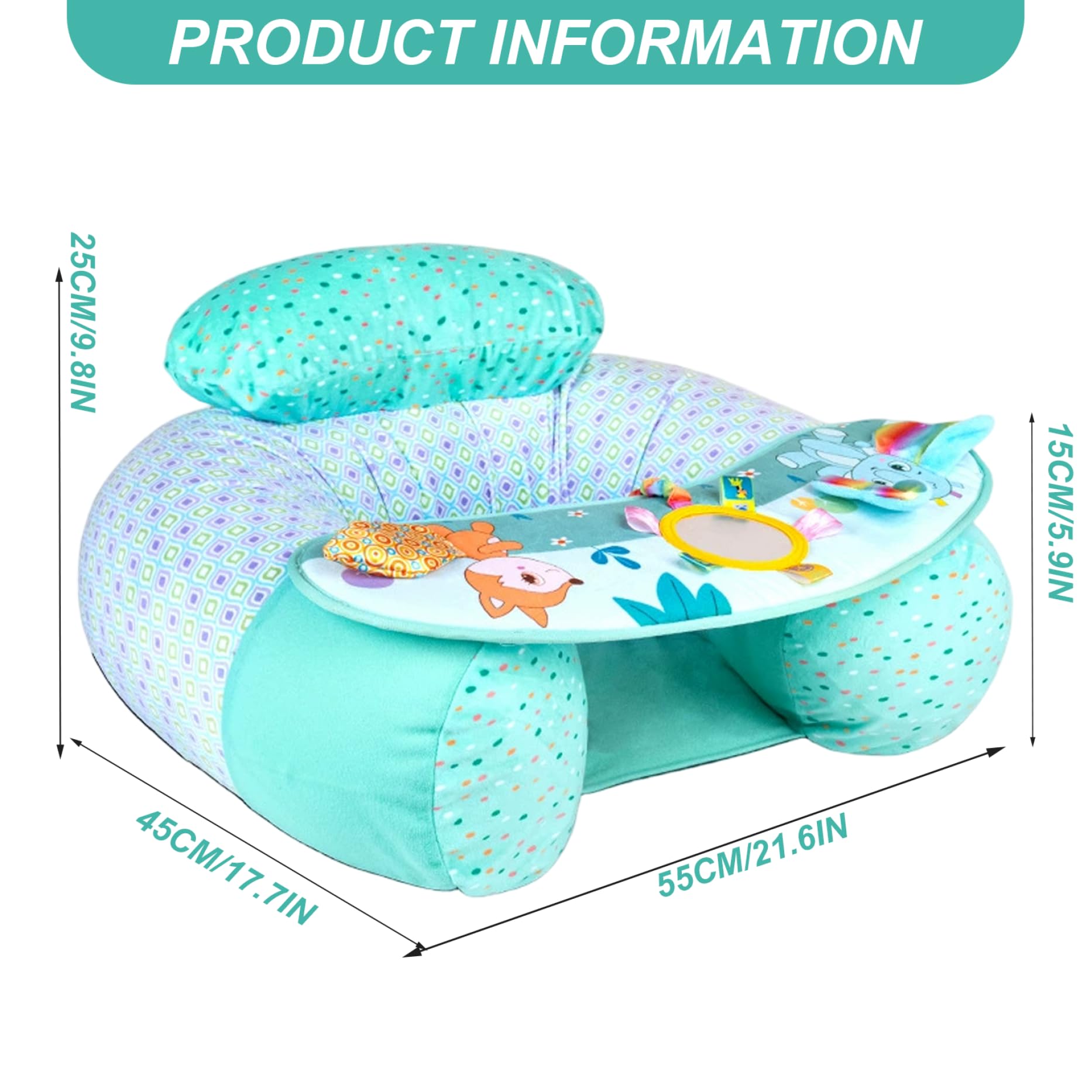 Niedlicher Elefanten-Bodensitz für Babys mit Stützplatte – Aktivitätsstuhl zum Sitzenlernen, weiche, elastische Sinnesschale für die Entwicklung, Sitzstuhl
