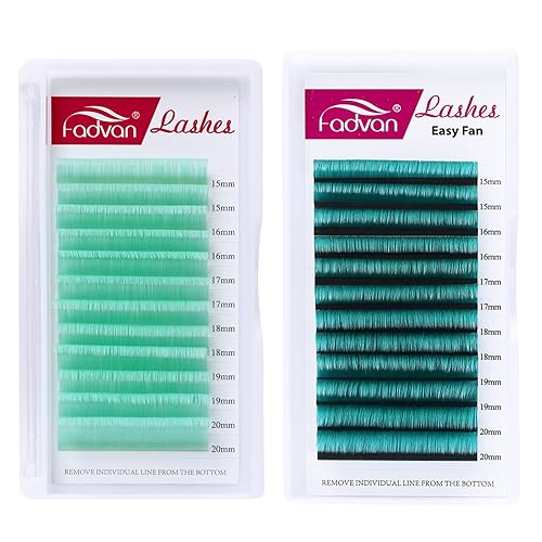 Extensiones de pestañas de volumen verde verde claro 007 rizo C mezcla de 0591-0787in