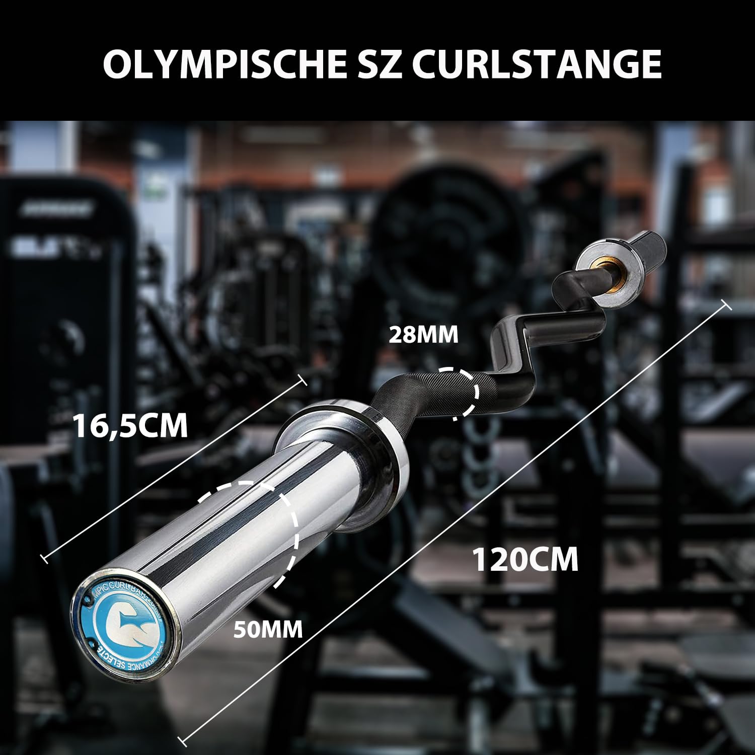 Olympische Langhantel 50mm für Krafttraining – Professionelle SZ-Curlstange für Gewichtheben Hüftstöße Kniebeugen Bizeps – 250kg Maximale Tragkraft Langhantelstange für das Heim-Fitnessstudio