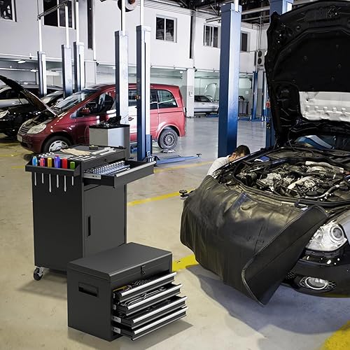 Miniatura 2 de S AFSTAR Cofre de herramientas con ruedas de 5 cajones, armario de almacenamiento de herramientas de alta capacidad con ruedas bloqueables, estante