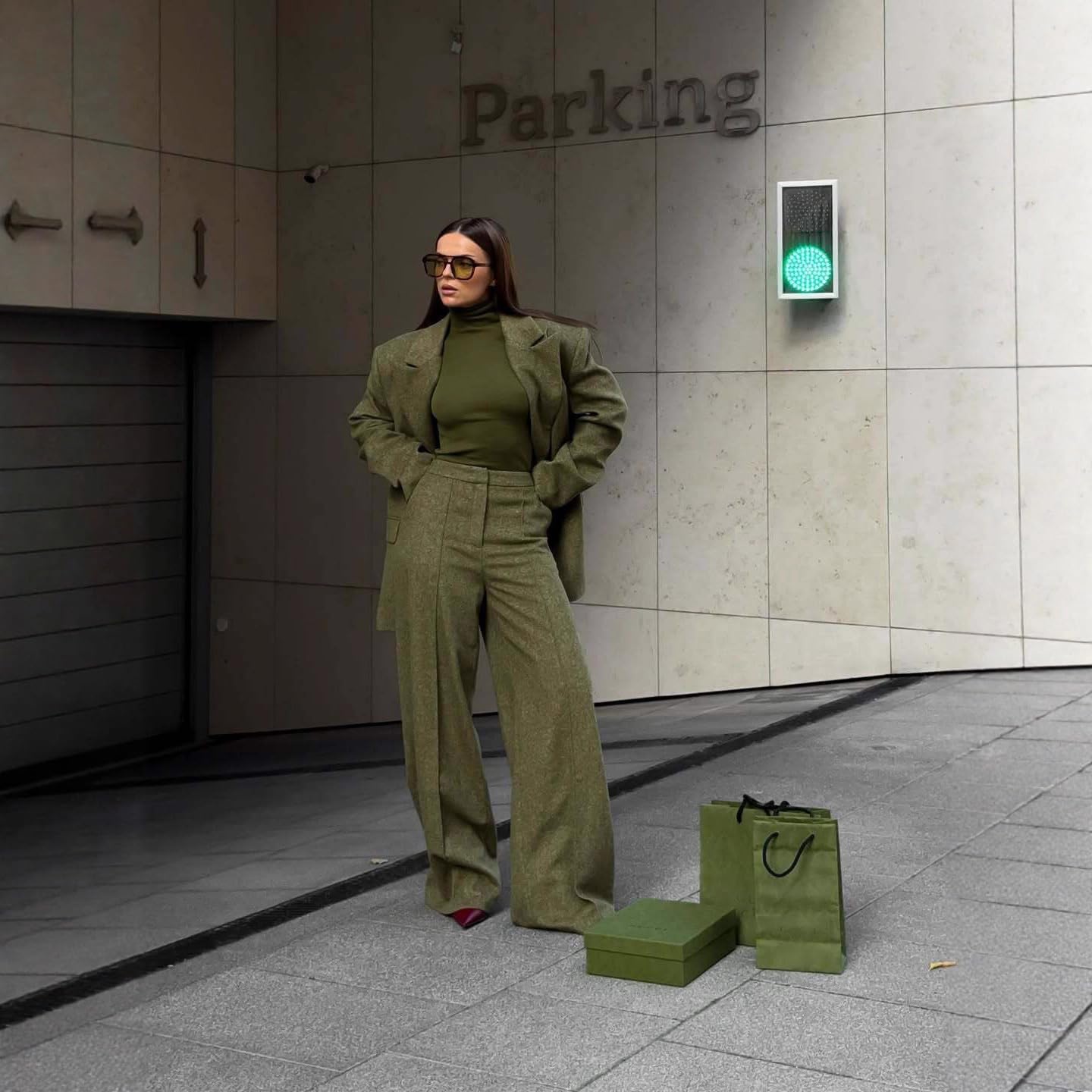 Women's Tweed Suit Formal Party Two Pieces Peak Lapel Jacket & Pants Set