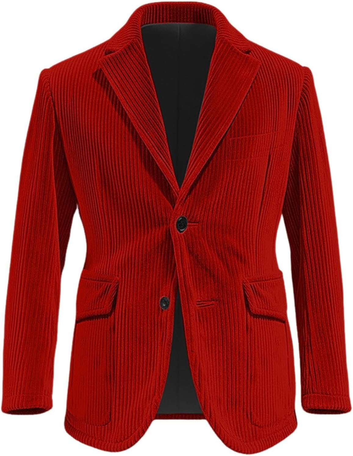 Mens Christmas Corduroy Jacket for Holiday Party Single-Breasted Casual Business Blazer with Pocket, Festive Outerwear