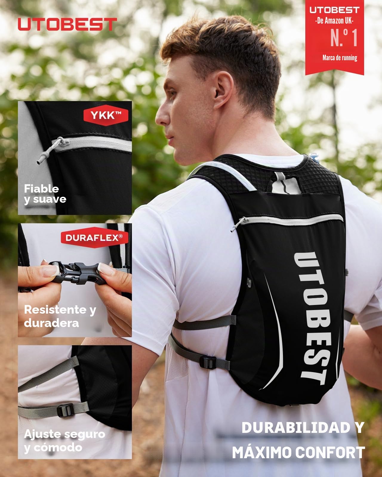 UTOBEST Mochila Ligera para Correr a pie, Bolsa de hidratación Funcional 5,5 L…