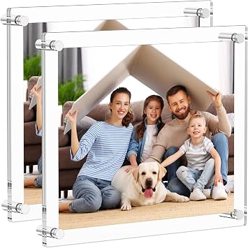 AITEE 8x10 إطارات صور أكريليك 2 حزمة ، إطارات صور واضحة للجدار ، إطارات صور حديثة بدون إطار Lucite مكعبات مربعة شفافة عائمة إطار صور تعليق هدية لعرض مكتب المنزل
