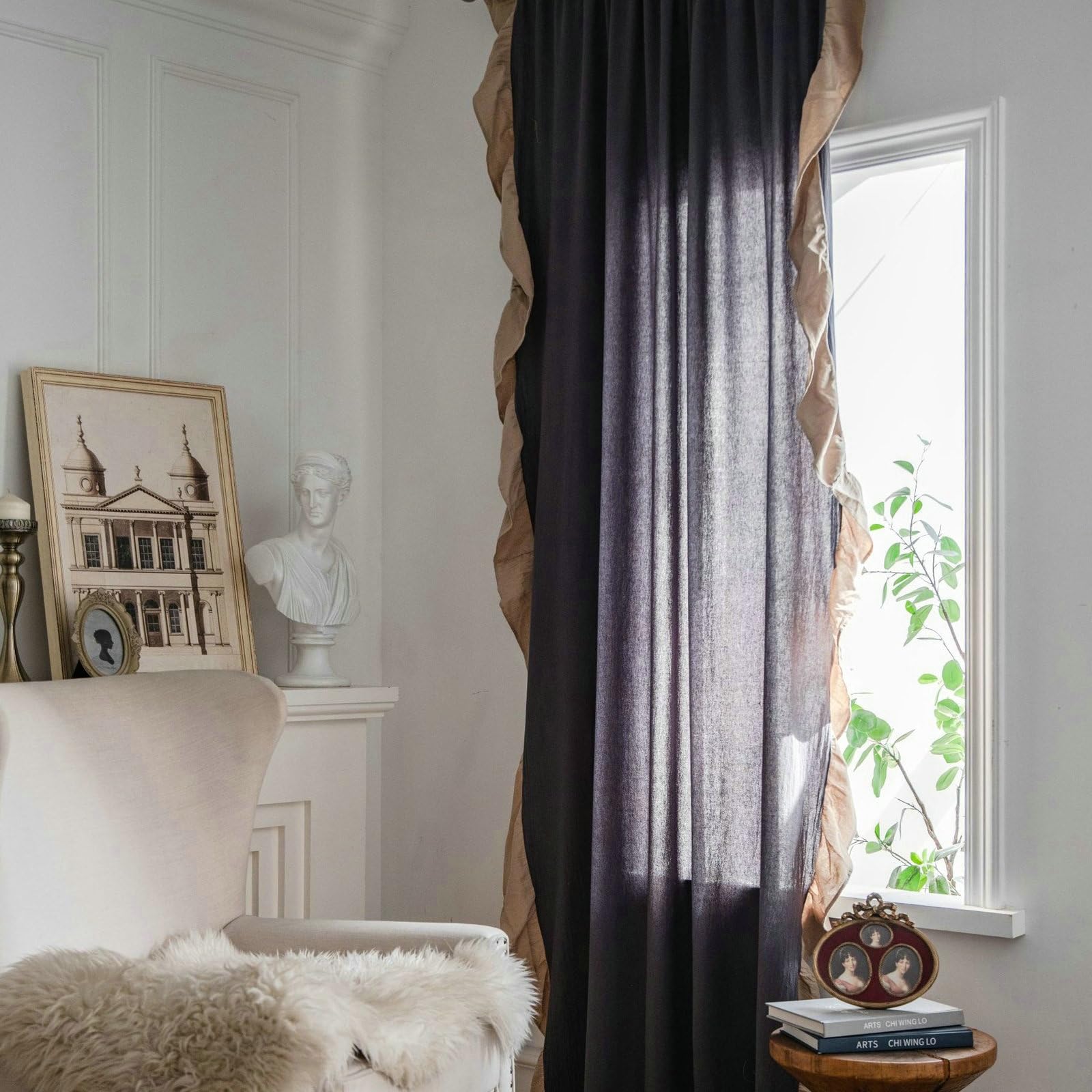 Daesar Semi Blackout Curtains for Bedroom 2 Panels Set, Cotton Rod Pocket Window Curtains 59