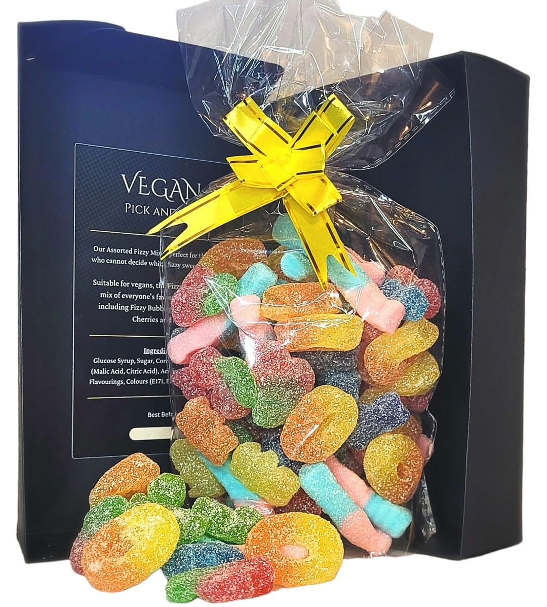 VEGAN Pick n Mix. 500g vegan fizzy gummy pick and mix sweet gift box, ideal for a birthday gift.