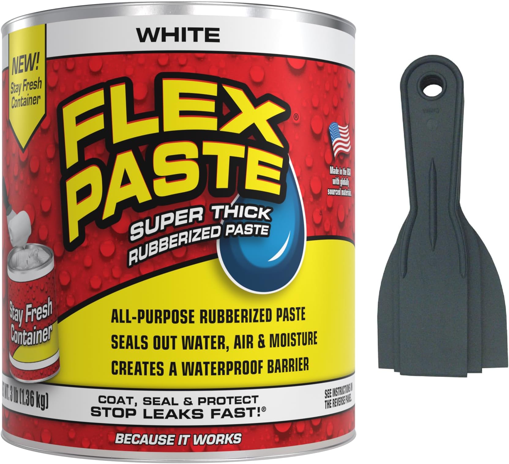 Paste 3 lb Tub (White) Bundle with Allway Tools Putty 3-Piece Knife Set (2 Items)