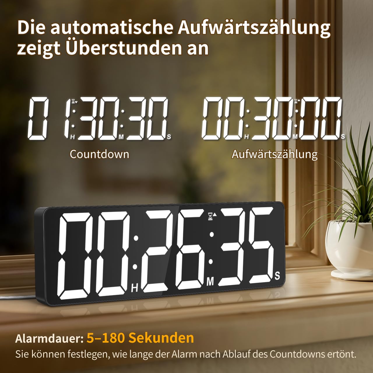 15,7" Digitaler Wandtimer, 99h Countdown/Count-up, RGB, Fernbedienung