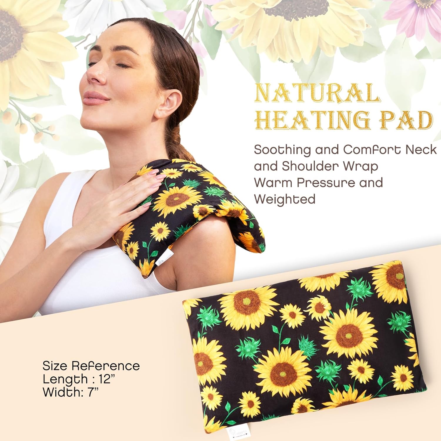 Hihealer Microwave Heating pad for Neck, Shoulder, Back Pain Relief, Portable Heating pad Microwave Cramp, Lavender and Flaxseed Filling, Female self-Care Gift, scentless (12x7)