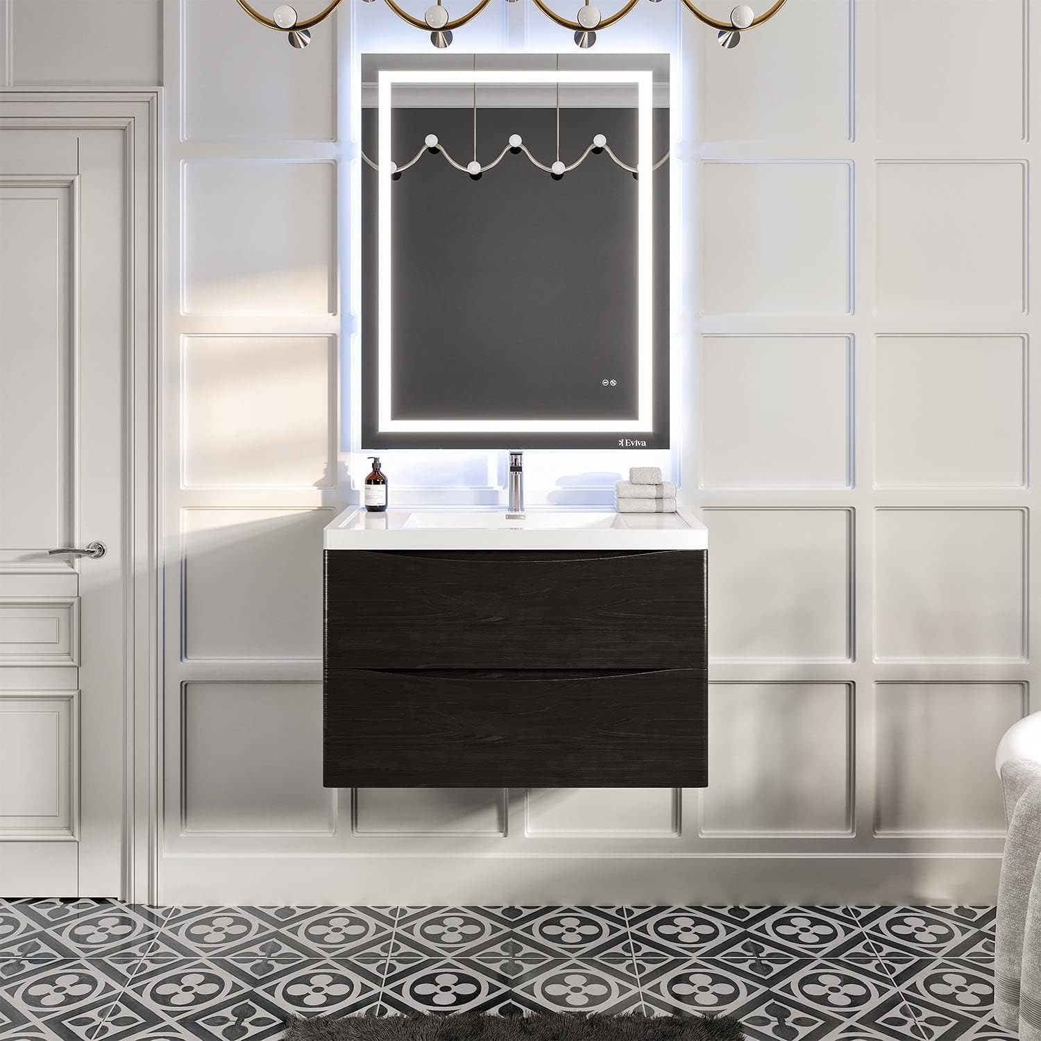 Eviva Smiley 36 Chestnut Bathroom Vanity Wall Mount Tools