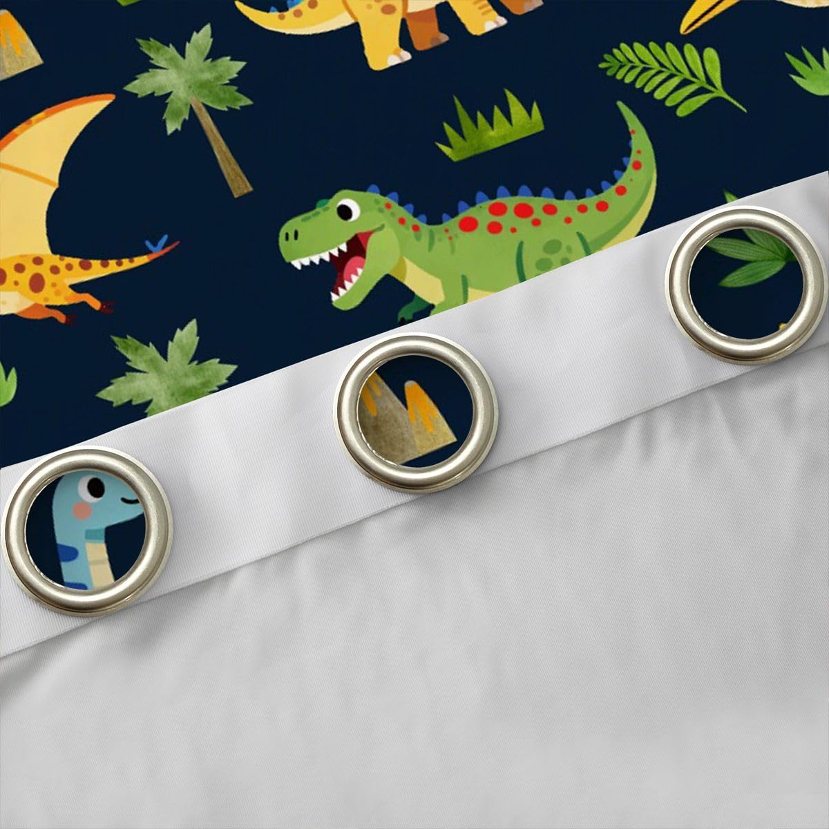 Homewish Rideau Occultant 117x183 cm Enfants Dino,Rideau Garçons Filles Dinosaures,Rideaux Voilage Enfants Adolescents Palmier de La Jungle,Voilage Fenetre Anciens Animaux Sauvages pour Chambre Salon